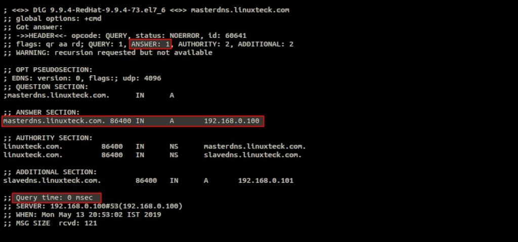 How to Install and configure Master /Slave DNS in Centos /RHEL 7.6 - LinuxTeck 16