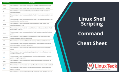 Linux Shell Scripting Command Cheat Sheet
