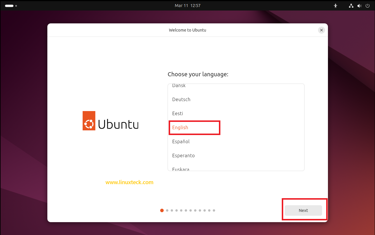 9 Steps to Install Ubuntu 24.04 LTS - Complete Guide With Screenshots (2026) 34 Ubuntu 24.04 installer Welcome screen — Try Ubuntu or Install Ubuntu — LinuxTeck