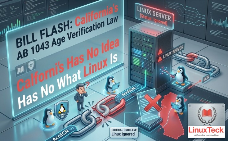 California age verification law Linux distros compliance challenge AB 1043