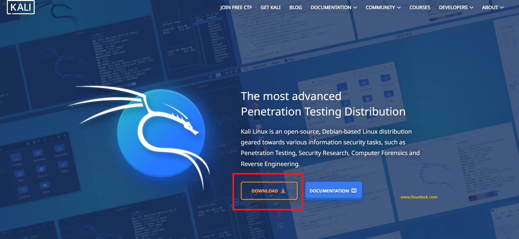 Install Kali Linux Step by Step Guide for Beginners 58 kali-linux-official-website-download-page