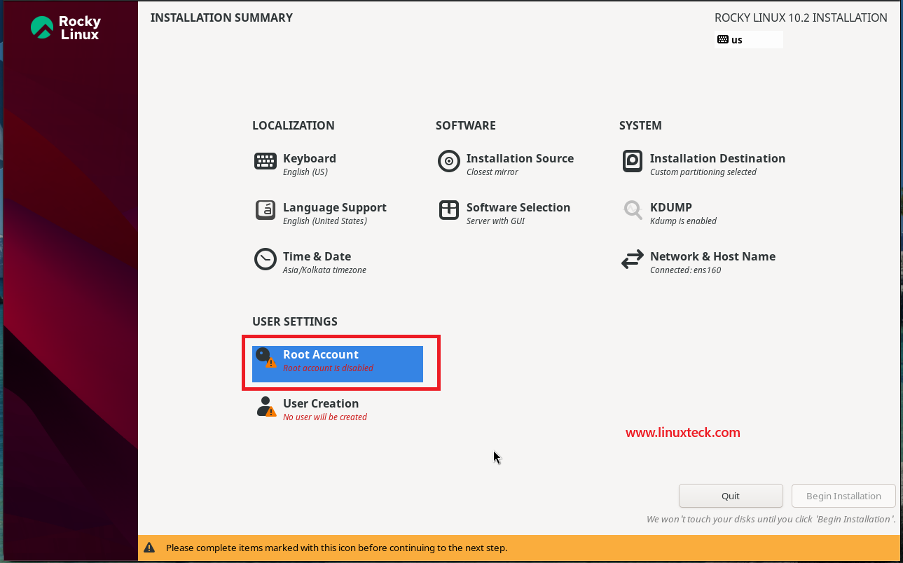 How to Install Rocky Linux 10.2 {Step by Step} with Screenshots 96 rocky-linux-10-2-root-account-settings