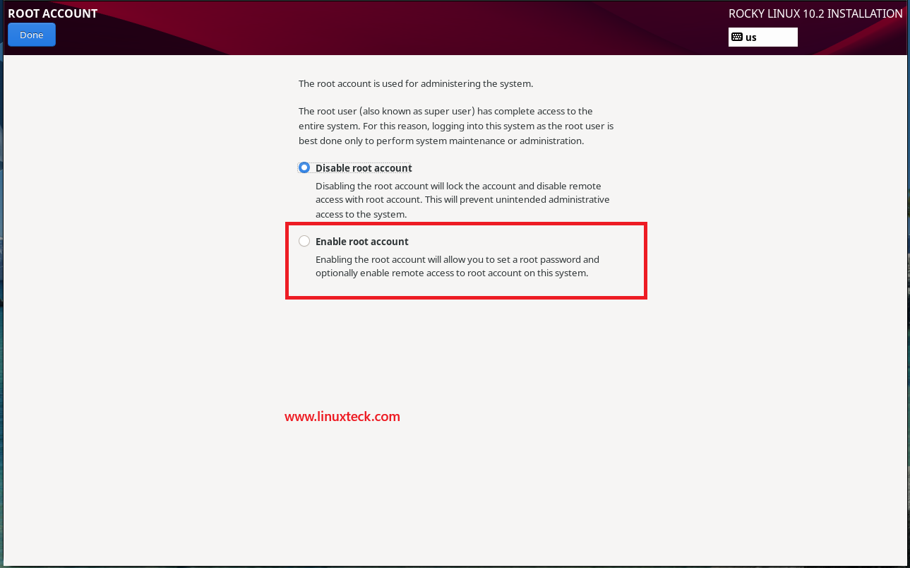 How to Install Rocky Linux 10.2 {Step by Step} with Screenshots 98 rocky-linux-10-2-root-account-disabled-by-default