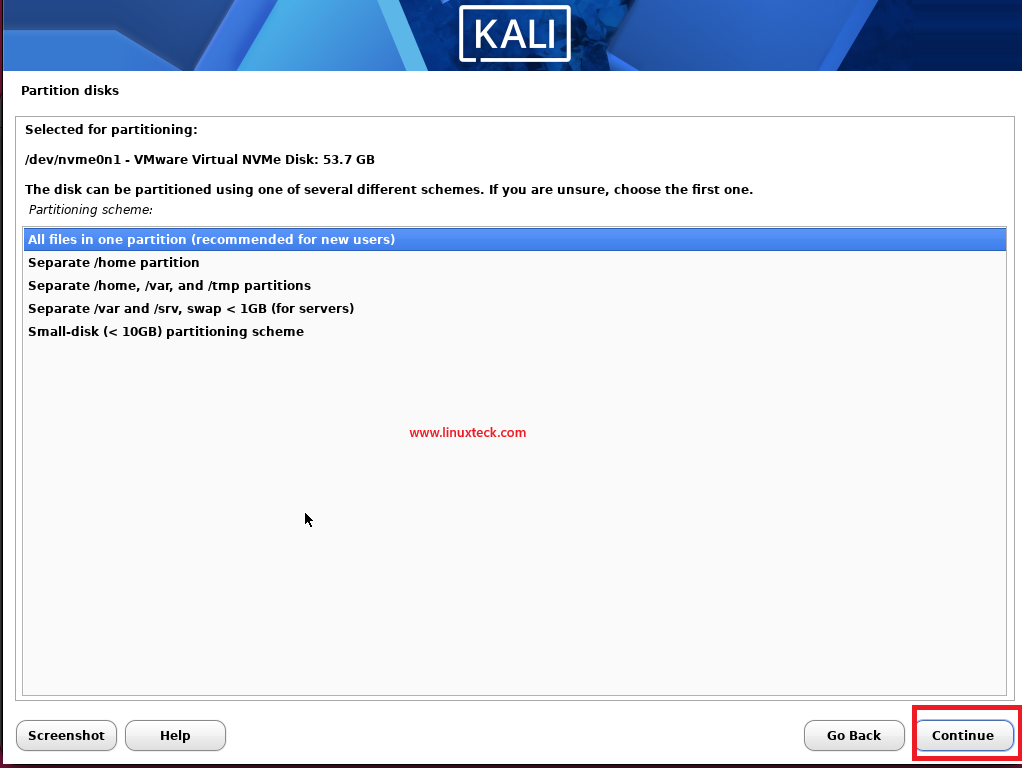 Install Kali Linux Step by Step Guide for Beginners 88 kali-linux-partition-All-files-in-one-partition