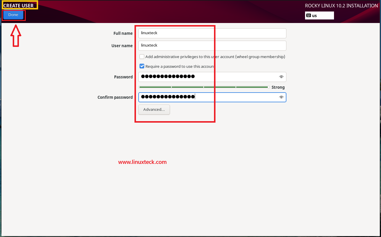 How to Install Rocky Linux 10.2 {Step by Step} with Screenshots 102 rocky-linux-10-2-create-normal-user-account