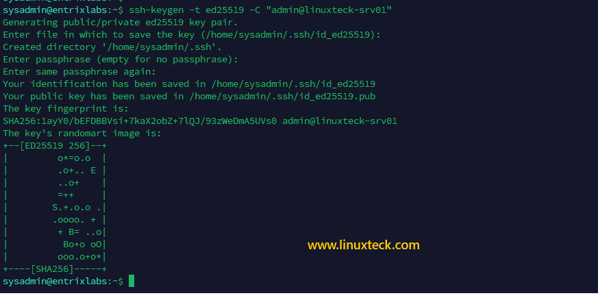 Secure SSH Access with Passwordless Login 10 ssh-keygen-ed25519-key-generation-output-terminal