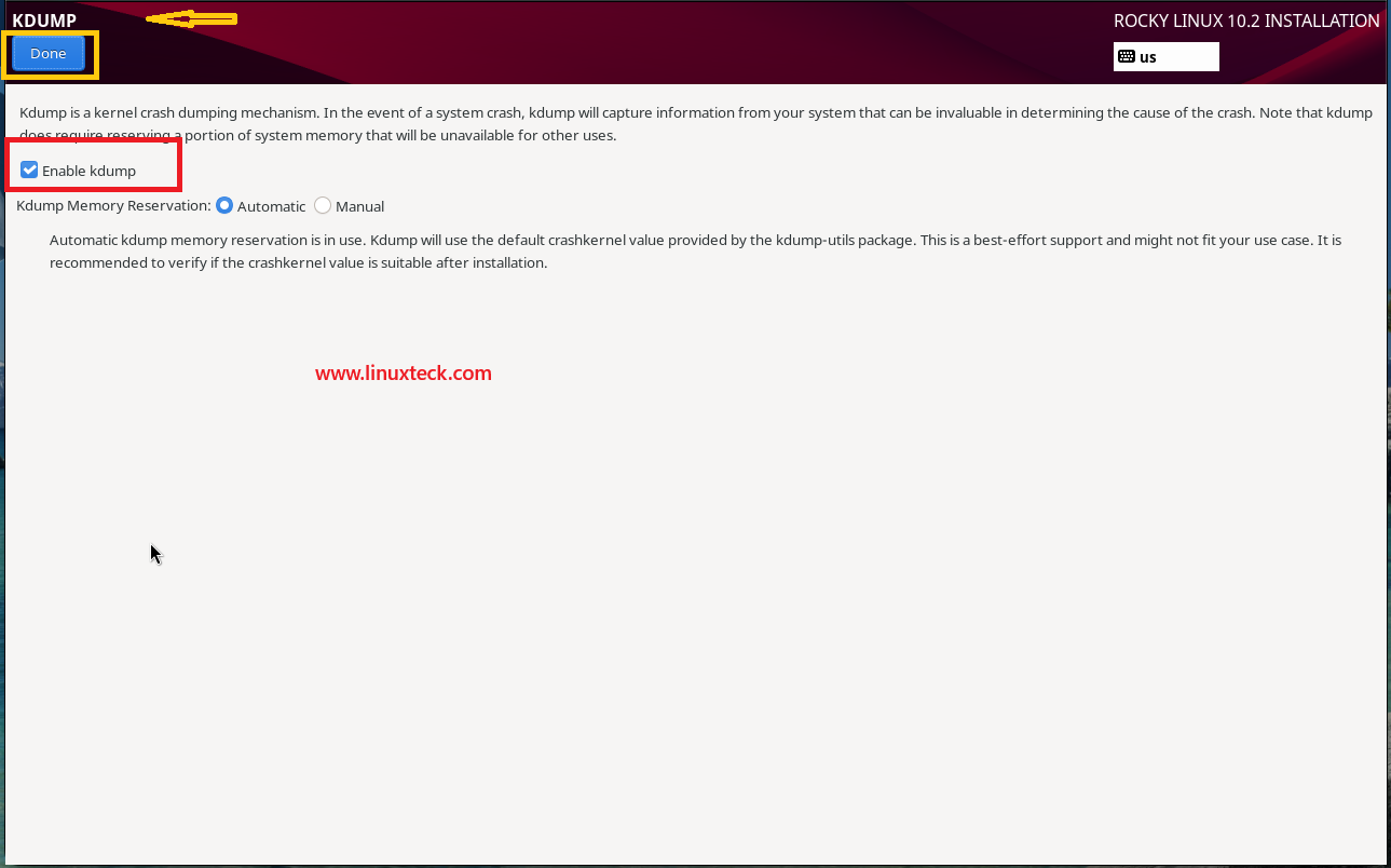 How to Install Rocky Linux 10.2 {Step by Step} with Screenshots 108 rocky-linux-10-2-kdump-configuration