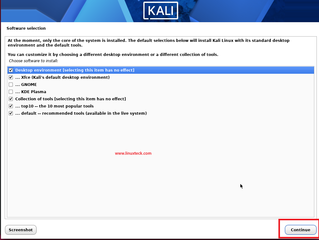 Install Kali Linux Step by Step Guide for Beginners 98 kali-default-software-selections