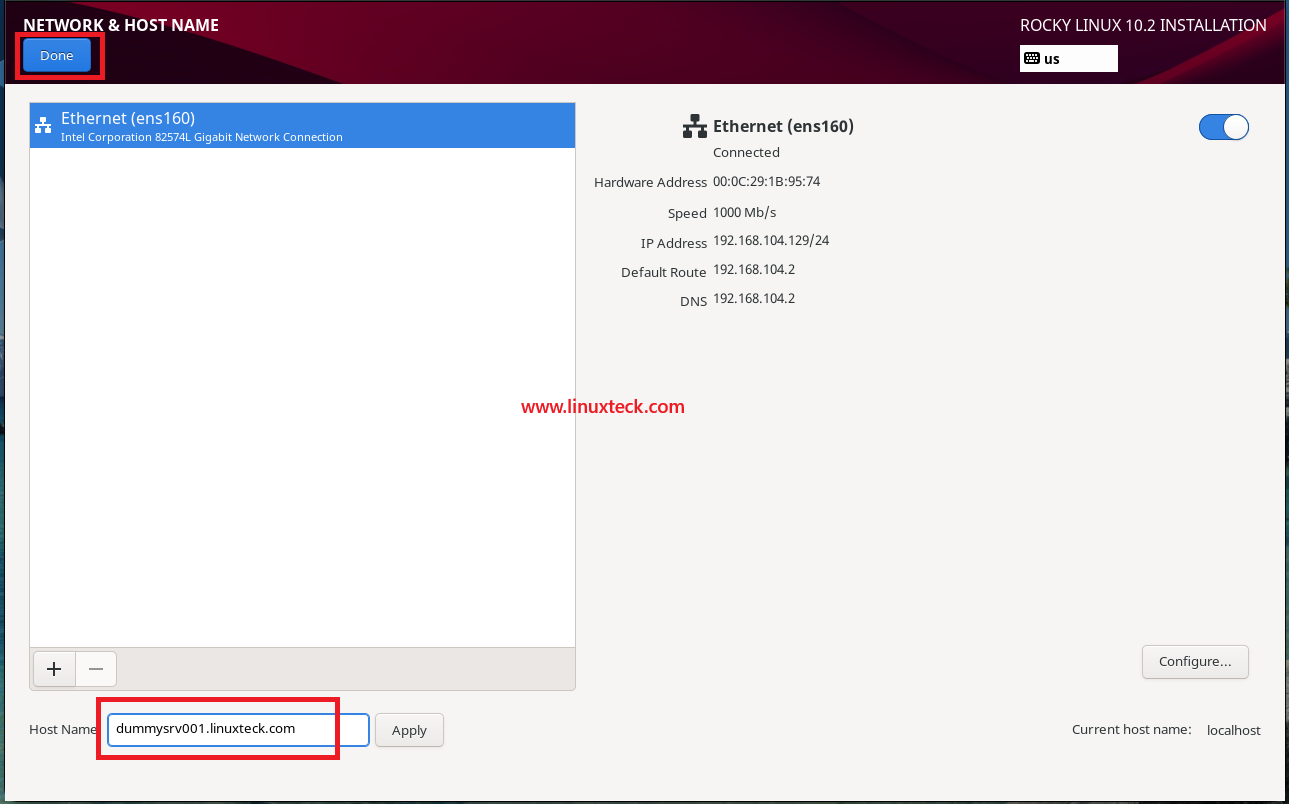 How to Install Rocky Linux 10.2 {Step by Step} with Screenshots 112 rocky-linux-10-2-hostname-configuration