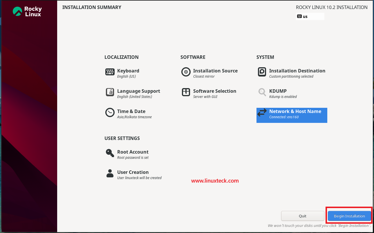 How to Install Rocky Linux 10.2 {Step by Step} with Screenshots 114 rocky-linux-10-2-begin-installation-final-summary