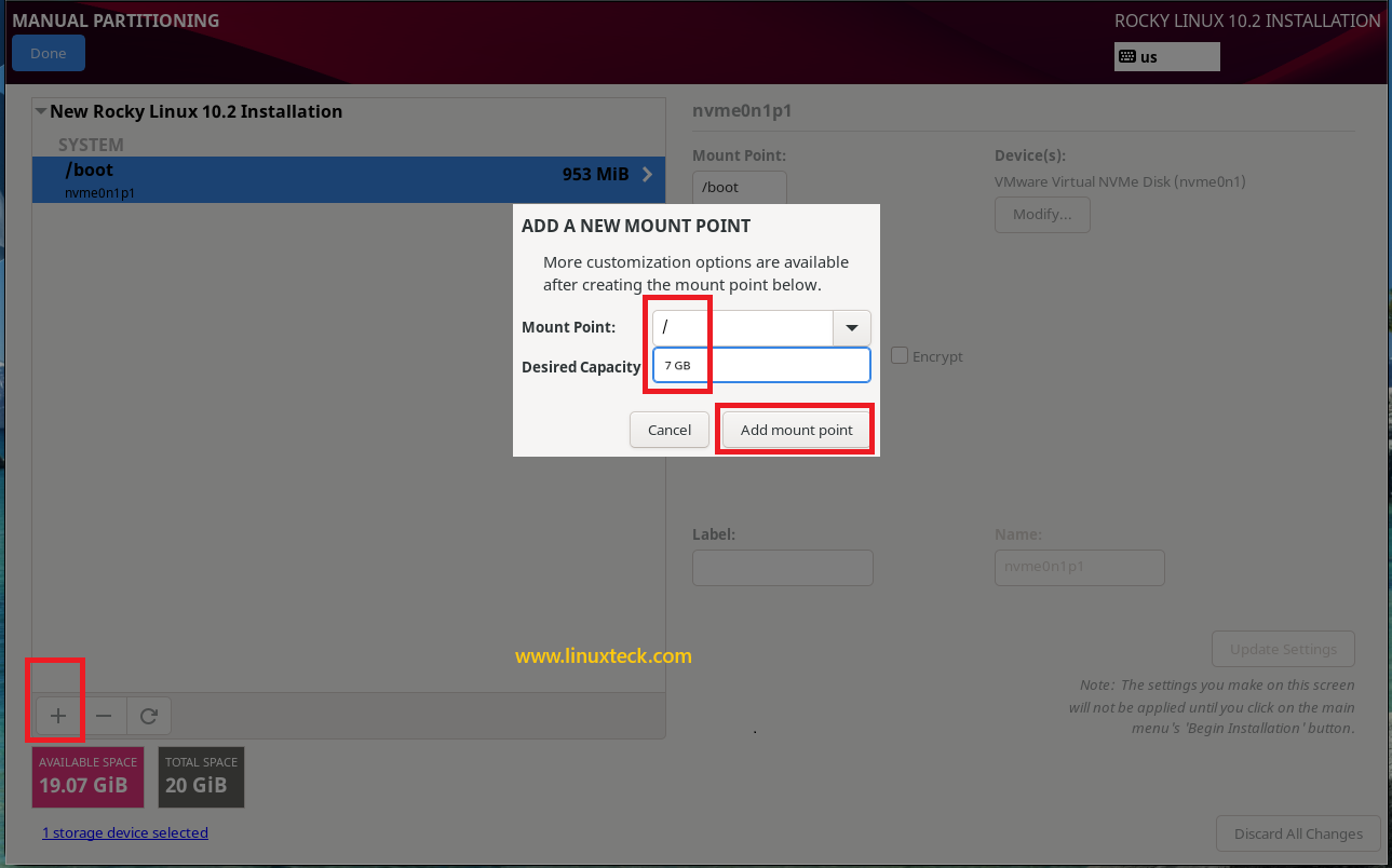How to Install Rocky Linux 10.2 {Step by Step} with Screenshots 84 rocky-linux-10-2-root-partition-mount-point