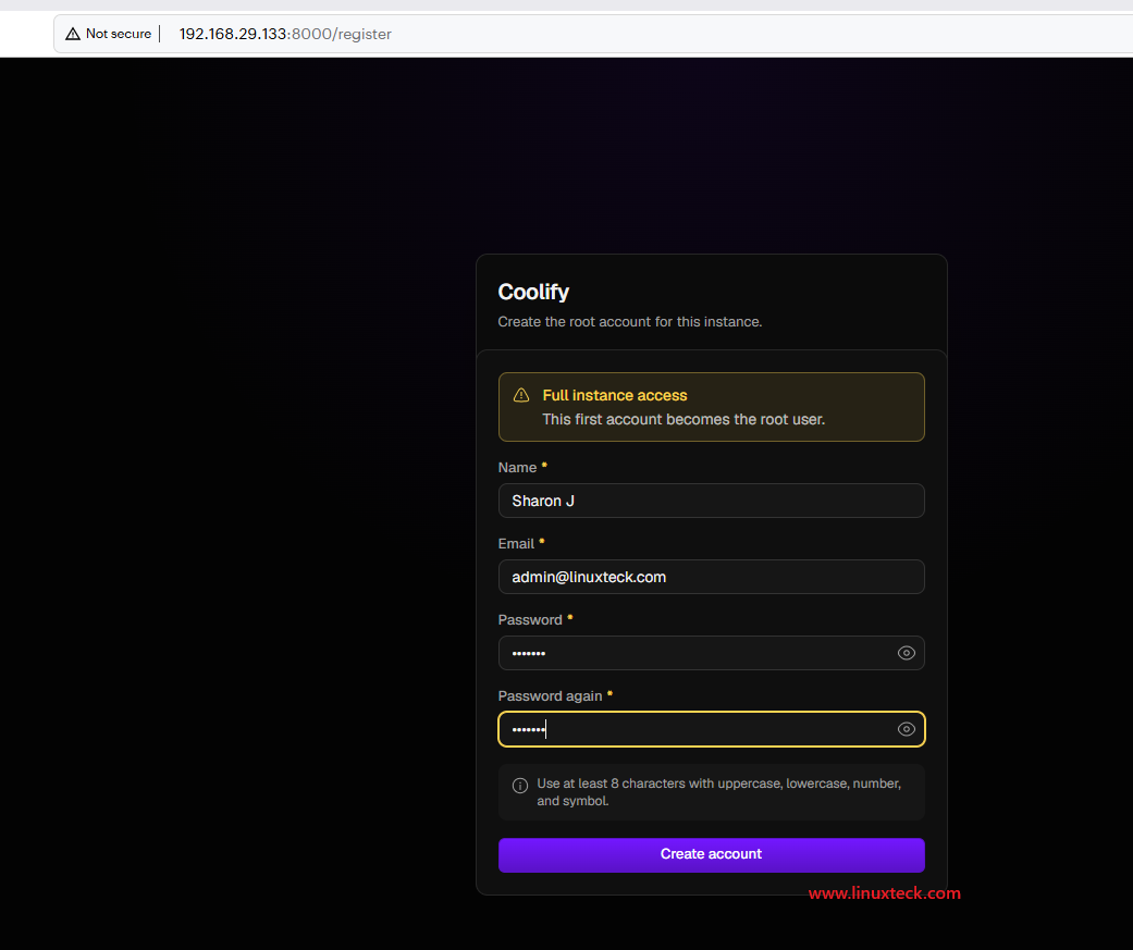 How to Install Coolify on Any VPS: A Step-by-Step Guide 7 Coolify registration page for creating the root admin account