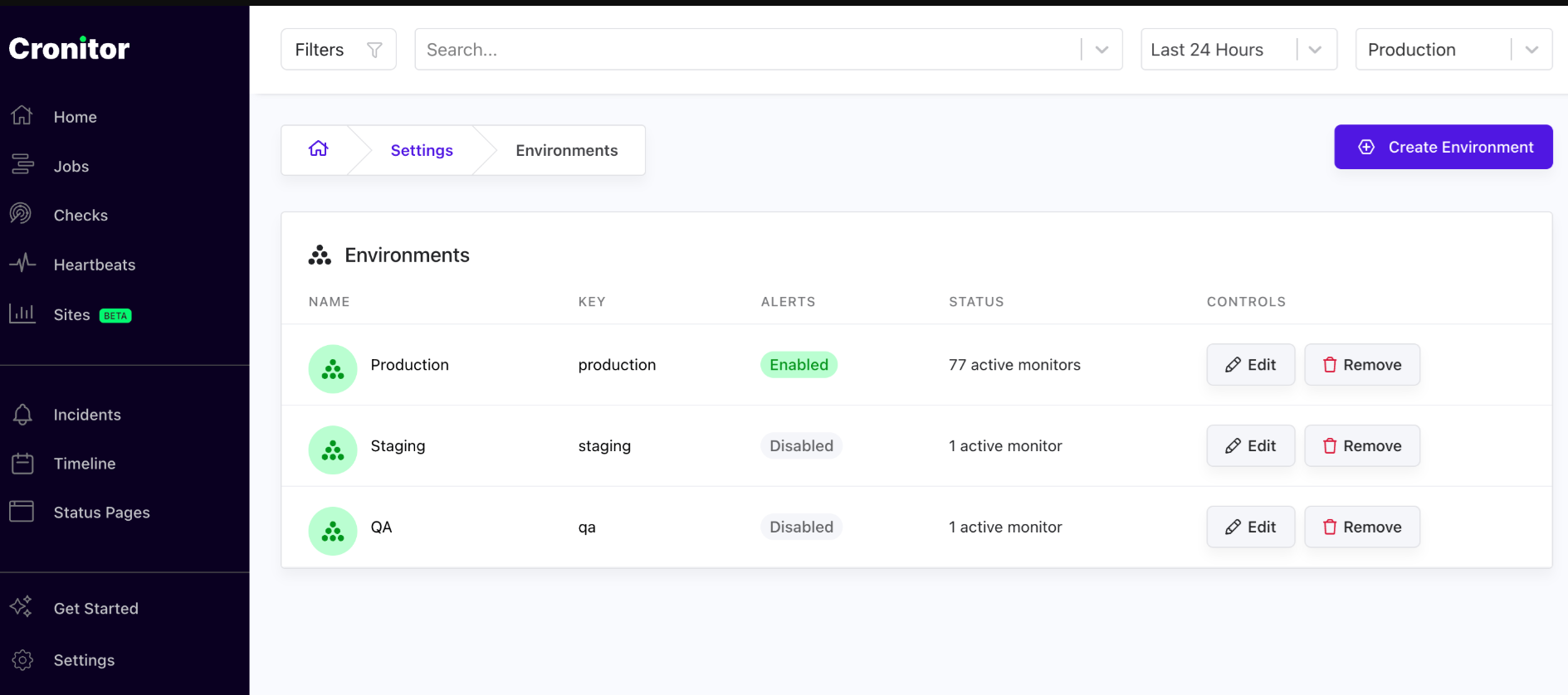 Best Online Cron Job Tools for Linux 15 Cronitor dashboard showing a cron job's run history and duration trend chart