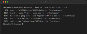 search Linux command history using grep