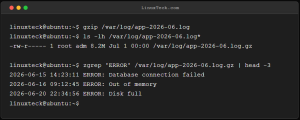 grep compressed log files using zgrep