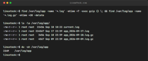 compress old Linux logs